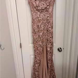 Rose gold long wedding dress. Wore it once to a family wedding.